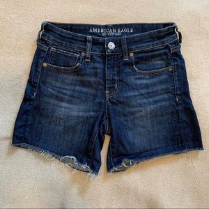 American Eagle Dark Wash Midi Jean Shorts